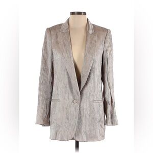 Zara Crinkle Metallic Glen & Satin One Button Blazer, $129